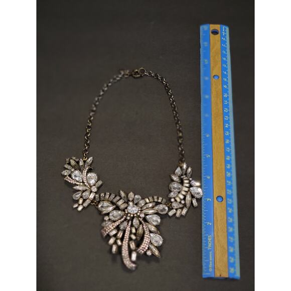 J Crew Holiday Bow Rhinestone Statement Bib Necklace - Picture 3 of 7